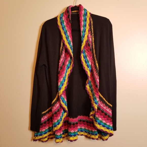 💫3 for $25!!! Jacqueline B Black Knit Sweater/Jacket Sz M - Picture 1 of 6